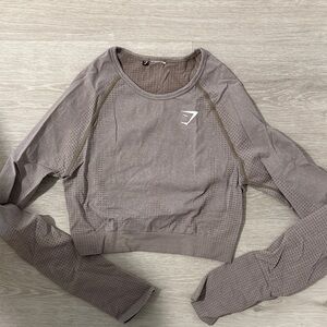 Gymshark light brown  Long Sleeve Crop Top - Medium NEW